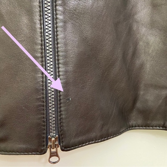 GENUINE black leather vest zip up bikercore riding clothing sleeveless size 6 - Picture 10 of 13